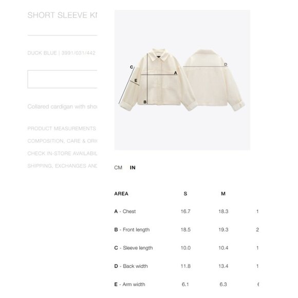 NEW Zara | Short Sleeve Knit Cardigan in Duck Blue - Picture 9 of 9